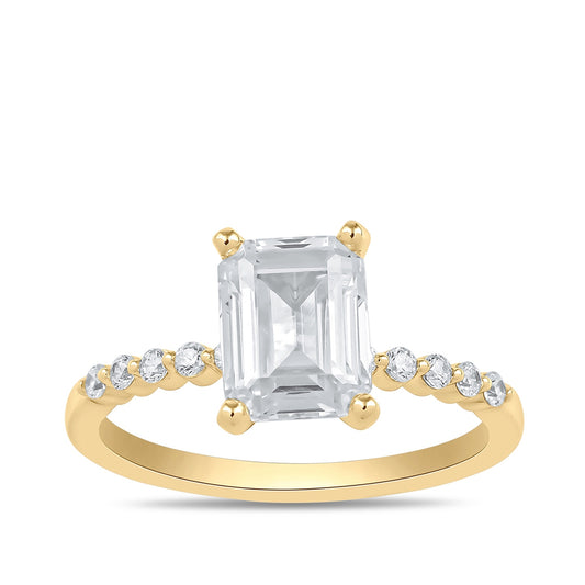 Adamante 3-1/6 ct. tw. Lab-Grown Emerald Cut Diamond Engagement Ring in 14K Yellow Gold
