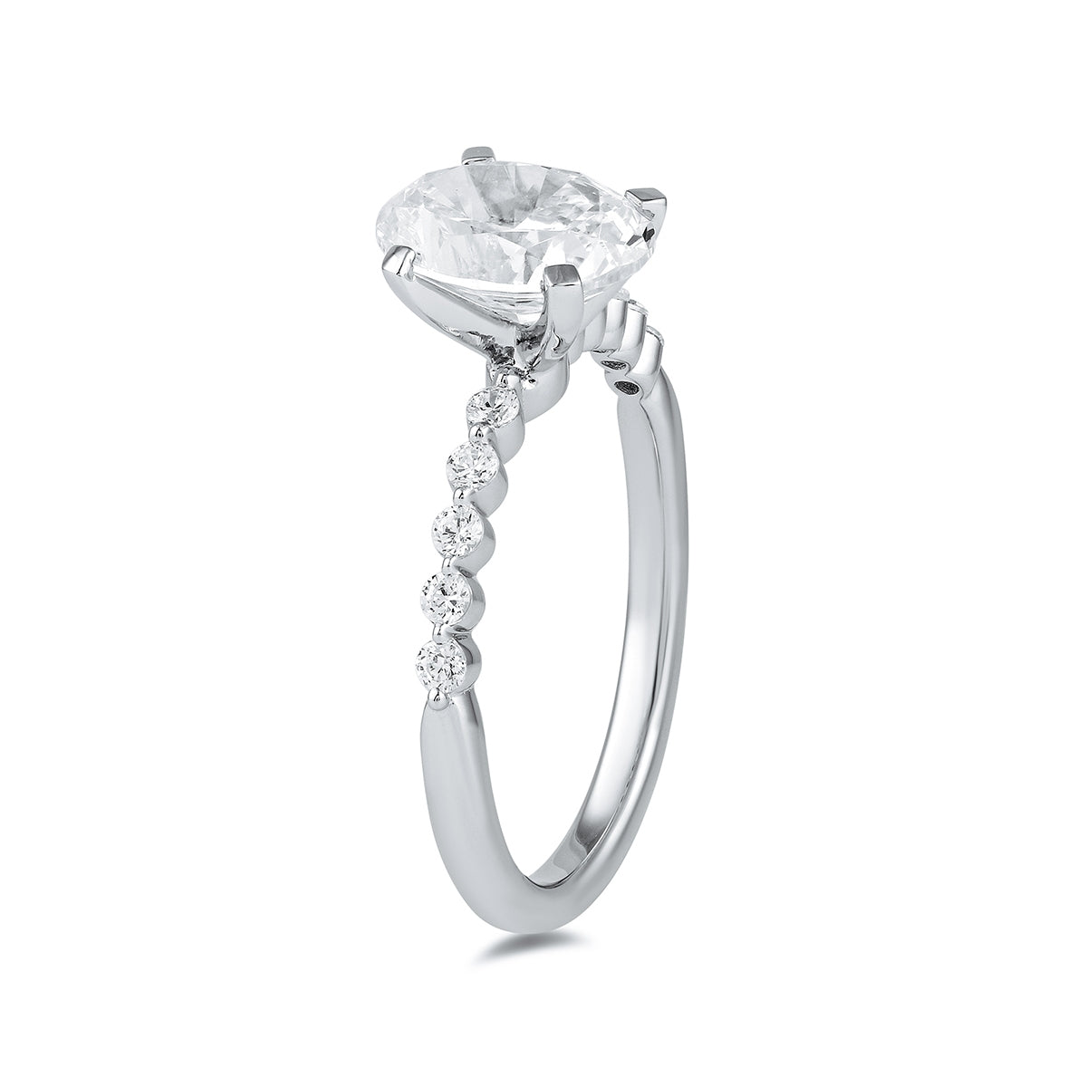 Adamante 3-1/6 ct. tw. Lab-Grown Oval Diamond Twist Engagement Ring in 14K White Gold front view