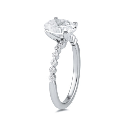 Adamante 3-1/6 ct. tw. Lab-Grown Oval Diamond Twist Engagement Ring in 14K White Gold front view