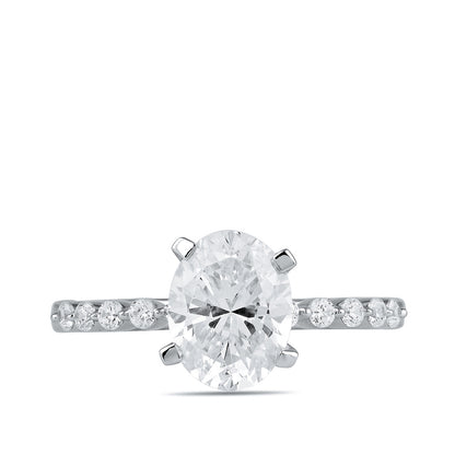 Adamante 3-1/6 ct. tw. Lab-Grown Oval Diamond Twist Engagement Ring in 14K White Gold close-up detail