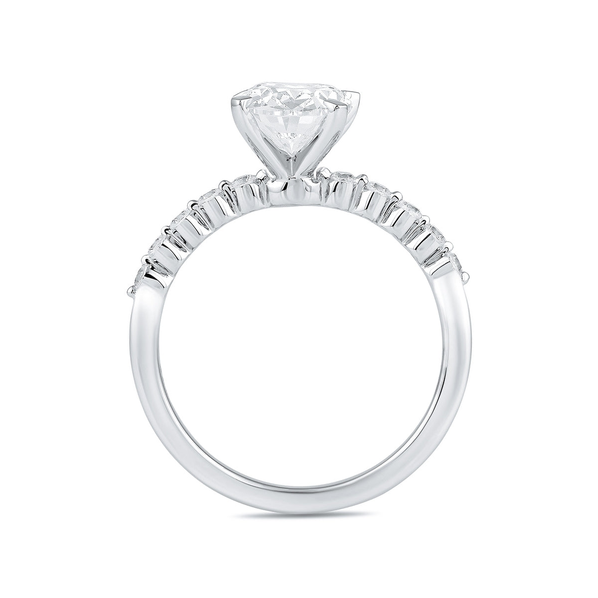 Adamante 3-1/6 ct. tw. Lab-Grown Oval Diamond Twist Engagement Ring in 14K White Gold side profile