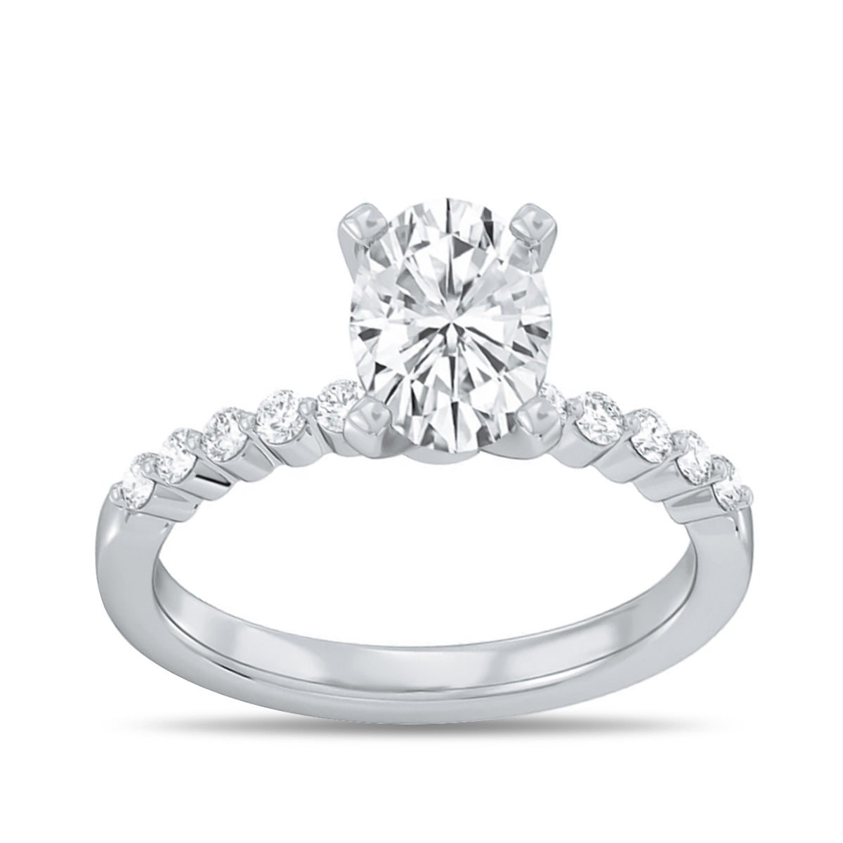 Adamante 3-1/6 ct. tw. Lab-Grown Oval Diamond Twist Engagement Ring in 14K White Gold