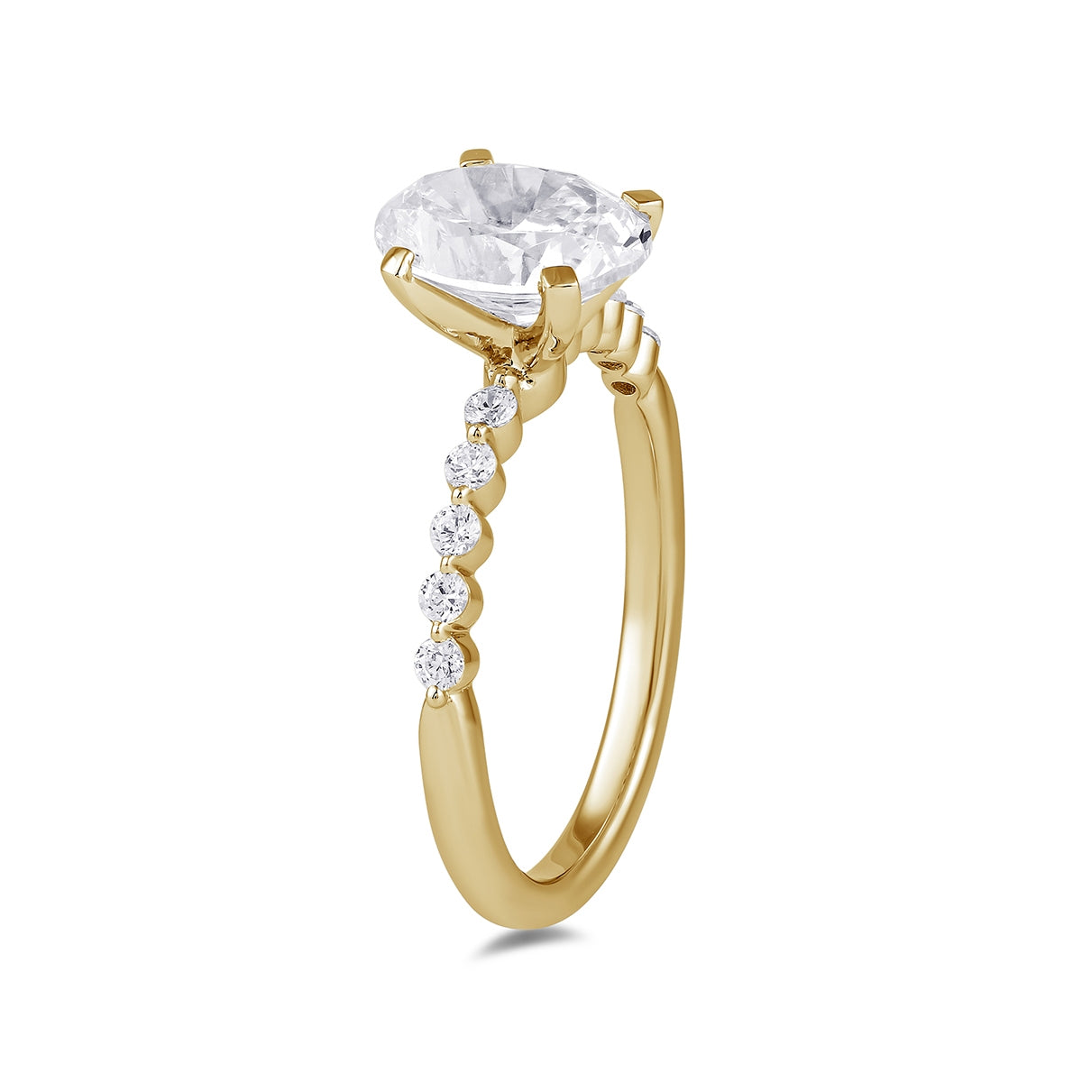 Adamante 3-1/6 ct. tw. Lab-Grown Oval Diamond Twist Engagement Ring in 14K Yellow Gold front view