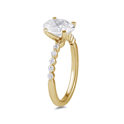 Adamante 3-1/6 ct. tw. Lab-Grown Oval Diamond Twist Engagement Ring in 14K Yellow Gold front view