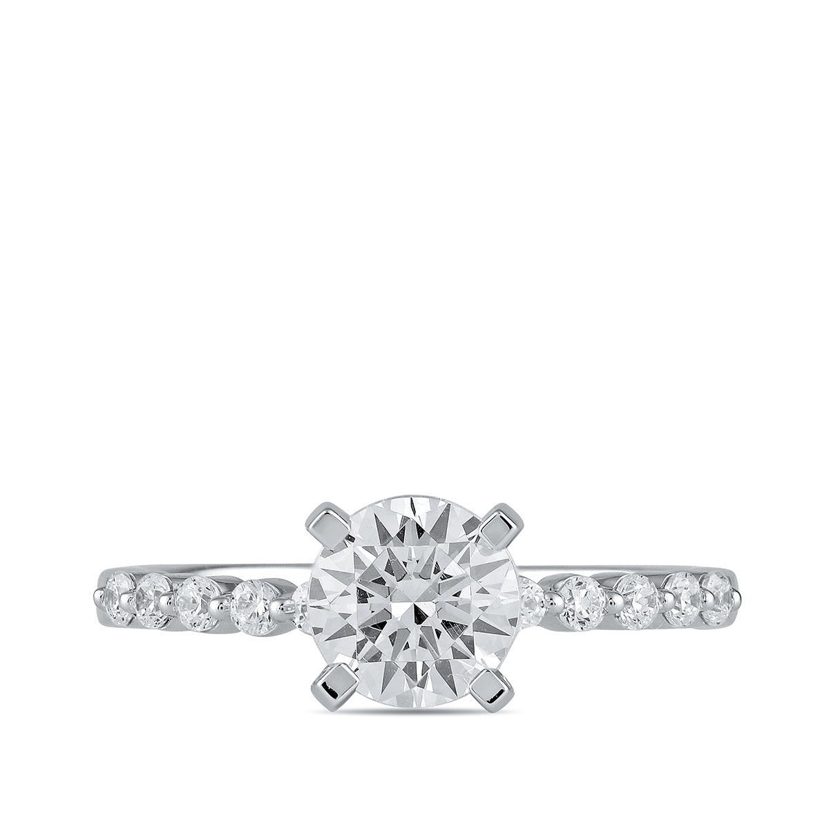 Adamante 3-1/6 ct. tw. Lab-Grown Round Brilliant Diamond Engagement Ring in 14K White Gold close-up detail
