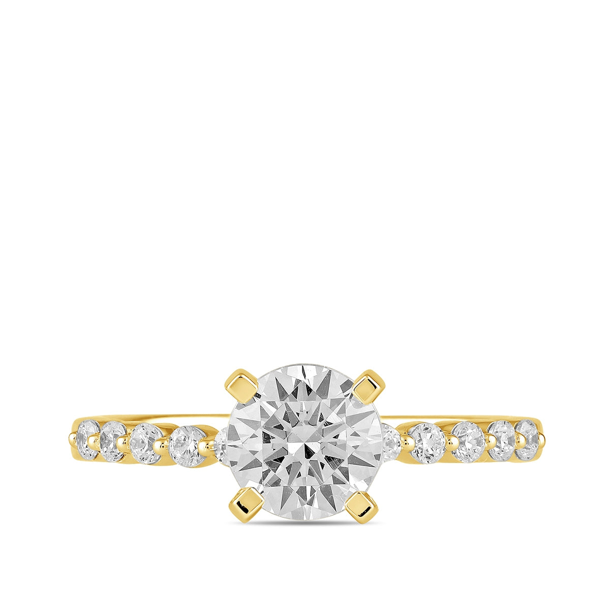 Adamante 3-1/6 ct. tw. Lab-Grown Round Brilliant Diamond Engagement Ring in 14K Yellow Gold close-up detail