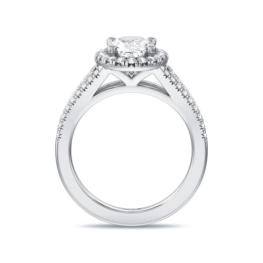 Adamante 3-3/8 ct. tw. Lab-Grown Oval Diamond Halo Split Shank Engagement Ring in 14K White Gold side profile