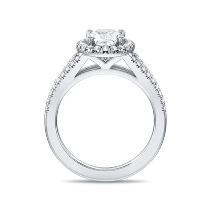 Adamante 3-3/8 ct. tw. Lab-Grown Oval Diamond Halo Split Shank Engagement Ring in 14K White Gold side profile