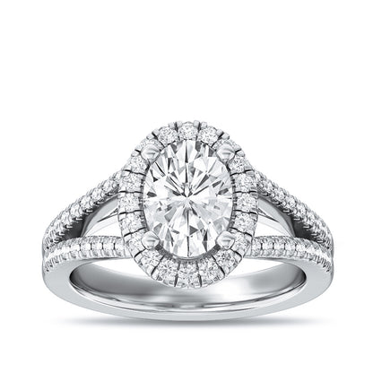 Adamante 3-3/8 ct. tw. Lab-Grown Oval Diamond Halo Split Shank Engagement Ring in 14K White Gold