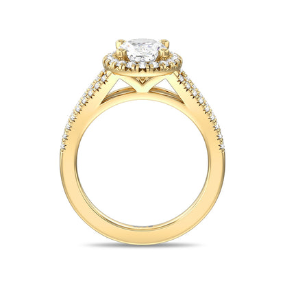 Adamante 3-3/8 ct. tw. Lab-Grown Oval Diamond Halo Split Shank Engagement Ring in 14K Yellow Gold front view