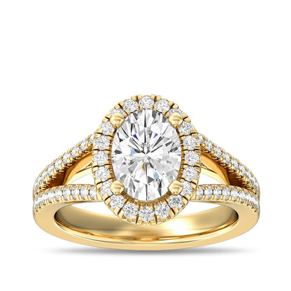 Adamante 3-3/8 ct. tw. Lab-Grown Oval Diamond Halo Split Shank Engagement Ring in 14K Yellow Gold