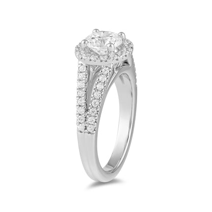 Adamante 3-3/8 ct. tw. Lab-Grown Round Brilliant Diamond Halo Split Shank Engagement Ring in 14K White Gold front view