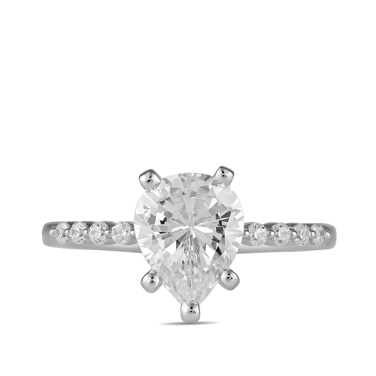 Adamante 3-1/6 ct. tw. Lab-Grown Pear Diamond Engagement Ring in 14K White Gold close-up detail
