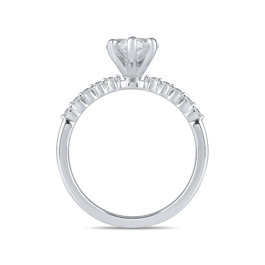 Adamante 3-1/6 ct. tw. Lab-Grown Pear Diamond Engagement Ring in 14K White Gold side profile