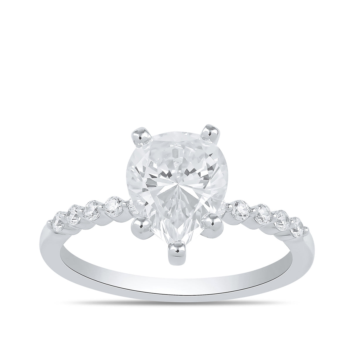 Adamante 3-1/6 ct. tw. Lab-Grown Pear Diamond Engagement Ring in 14K White Gold