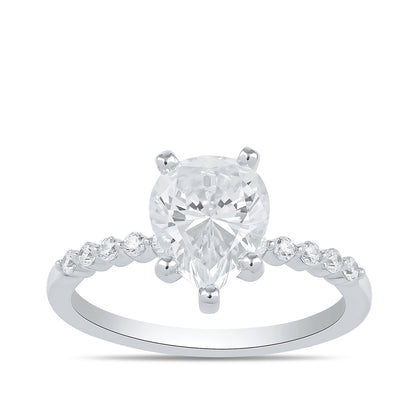 Adamante 3-1/6 ct. tw. Lab-Grown Pear Diamond Engagement Ring in 14K White Gold