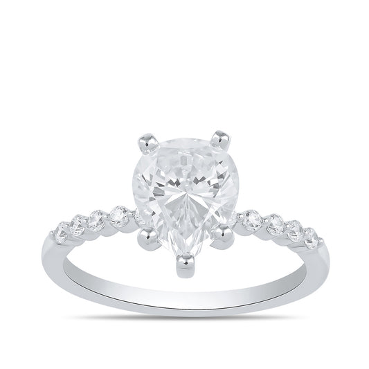 Adamante 3-1/6 ct. tw. Lab-Grown Pear Diamond Engagement Ring in 14K White Gold