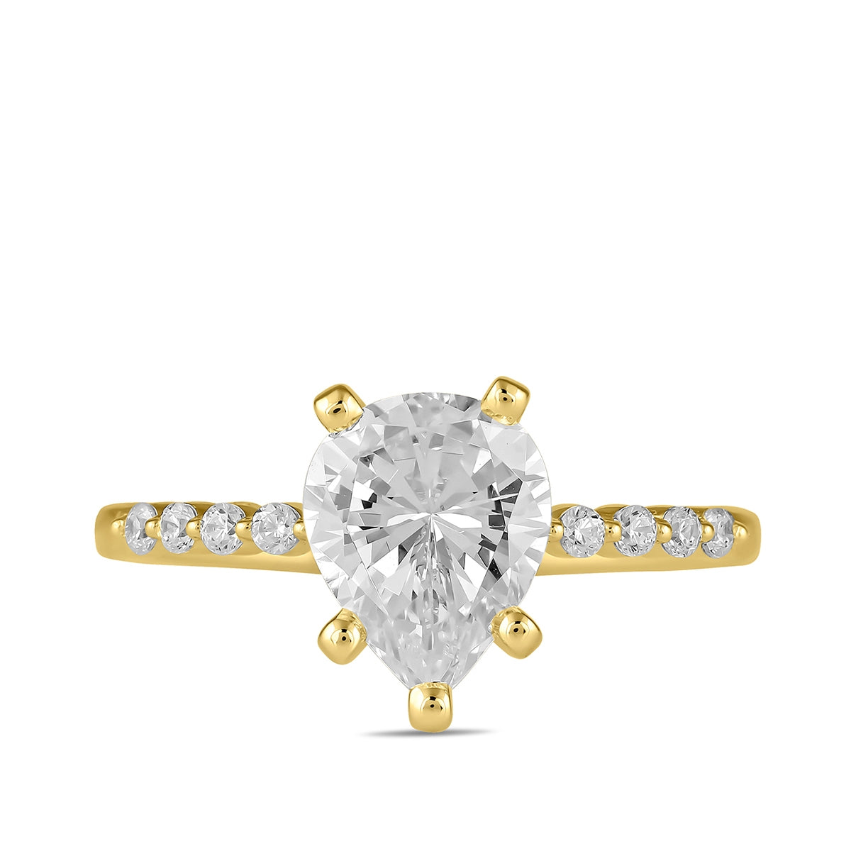 Adamante 3-1/6 ct. tw. Lab-Grown Pear Diamond Engagement Ring in 14K Yellow Gold close-up detail