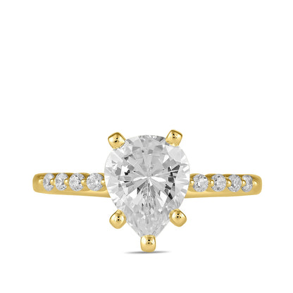 Adamante 3-1/6 ct. tw. Lab-Grown Pear Diamond Engagement Ring in 14K Yellow Gold close-up detail