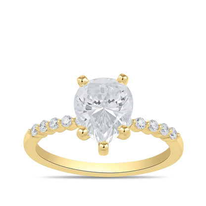 Adamante 3-1/6 ct. tw. Lab-Grown Pear Diamond Engagement Ring in 14K Yellow Gold