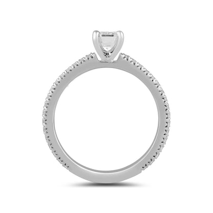 Adamante 3-1/4 ct. tw. Lab-Grown Emerald Cut Diamond Engagement Ring in 14K White Gold side profile