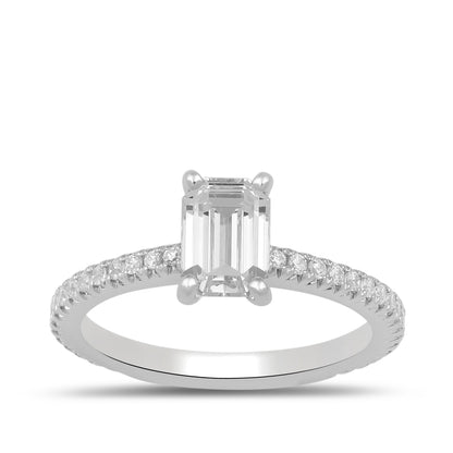 Adamante 3-1/4 ct. tw. Lab-Grown Emerald Cut Diamond Engagement Ring in 14K White Gold