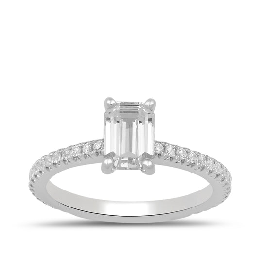 Adamante 3-1/4 ct. tw. Lab-Grown Emerald Cut Diamond Engagement Ring in 14K White Gold