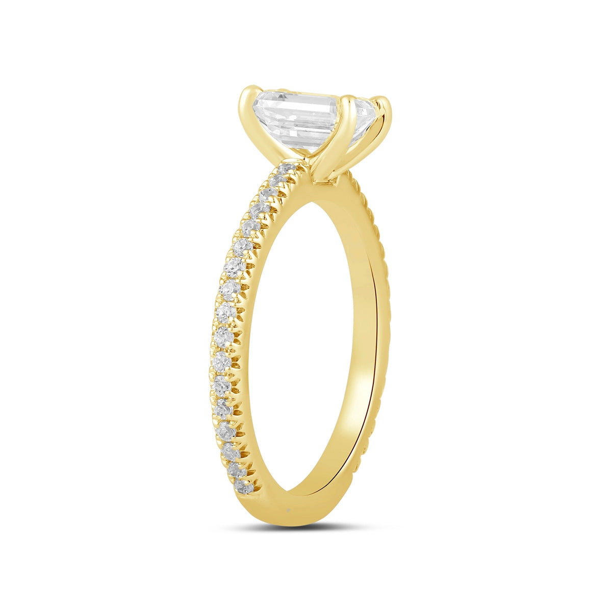Adamante 3-1/4 ct. tw. Lab-Grown Emerald Cut Diamond Engagement Ring in 14K Yellow Gold front view