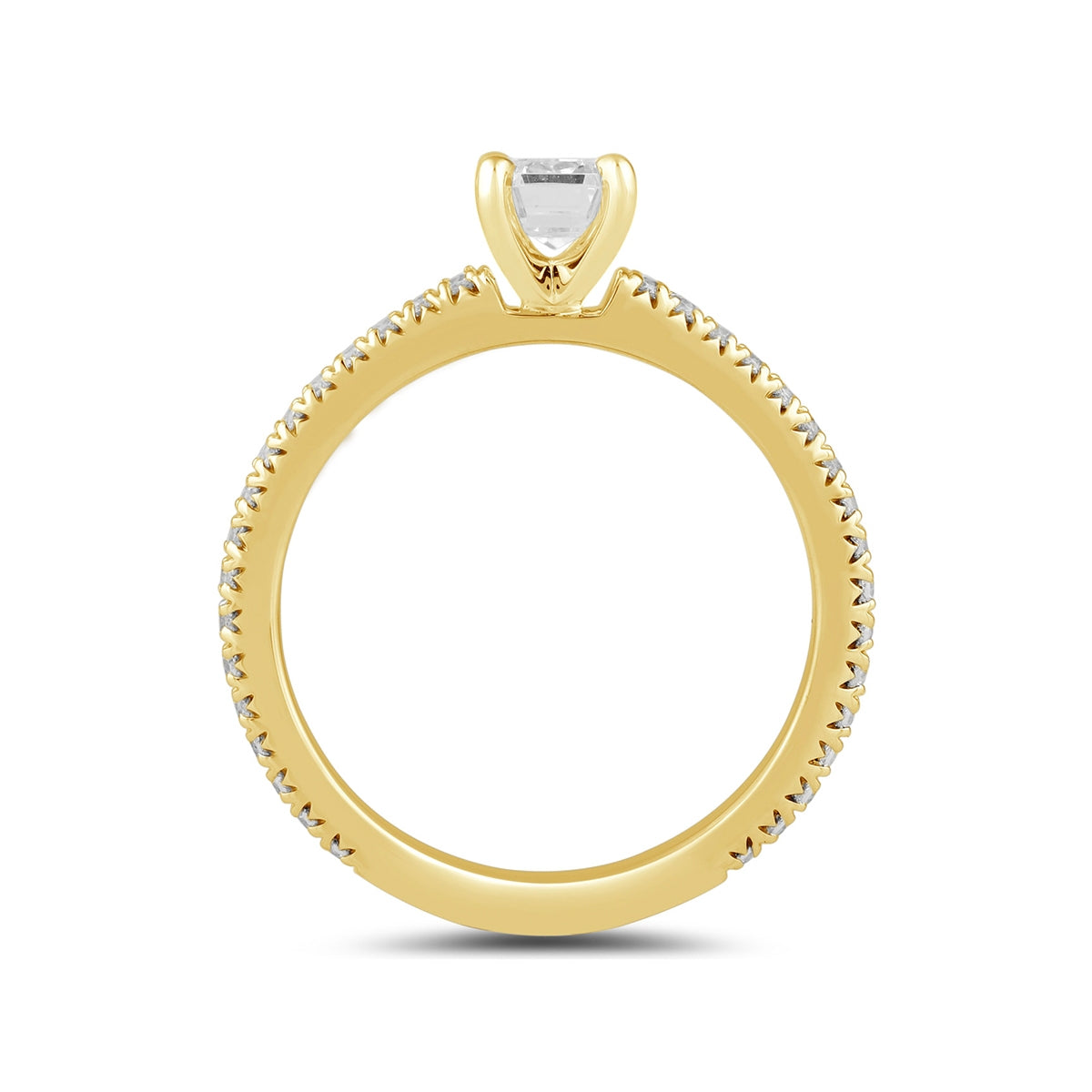 Adamante 3-1/4 ct. tw. Lab-Grown Emerald Cut Diamond Engagement Ring in 14K Yellow Gold side profile