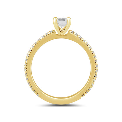 Adamante 3-1/4 ct. tw. Lab-Grown Emerald Cut Diamond Engagement Ring in 14K Yellow Gold side profile