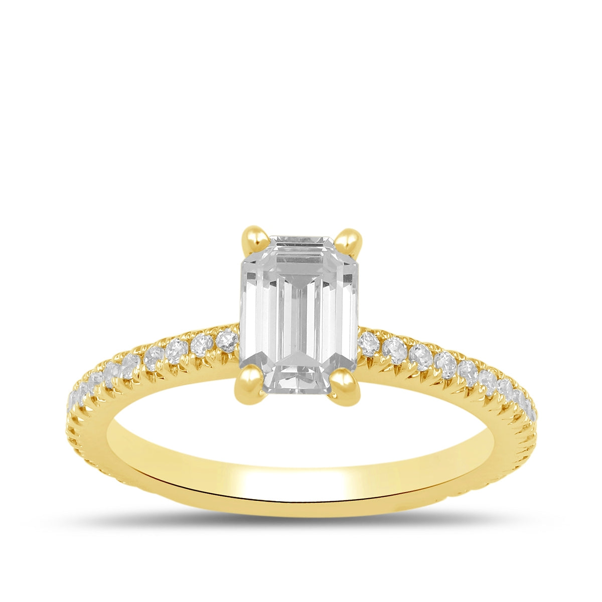 Adamante 3-1/4 ct. tw. Lab-Grown Emerald Cut Diamond Engagement Ring in 14K Yellow Gold
