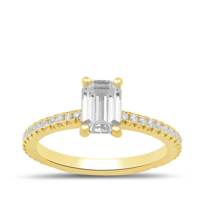 Adamante 3-1/4 ct. tw. Lab-Grown Emerald Cut Diamond Engagement Ring in 14K Yellow Gold