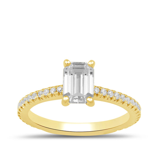 Adamante 3-1/4 ct. tw. Lab-Grown Emerald Cut Diamond Engagement Ring in 14K Yellow Gold