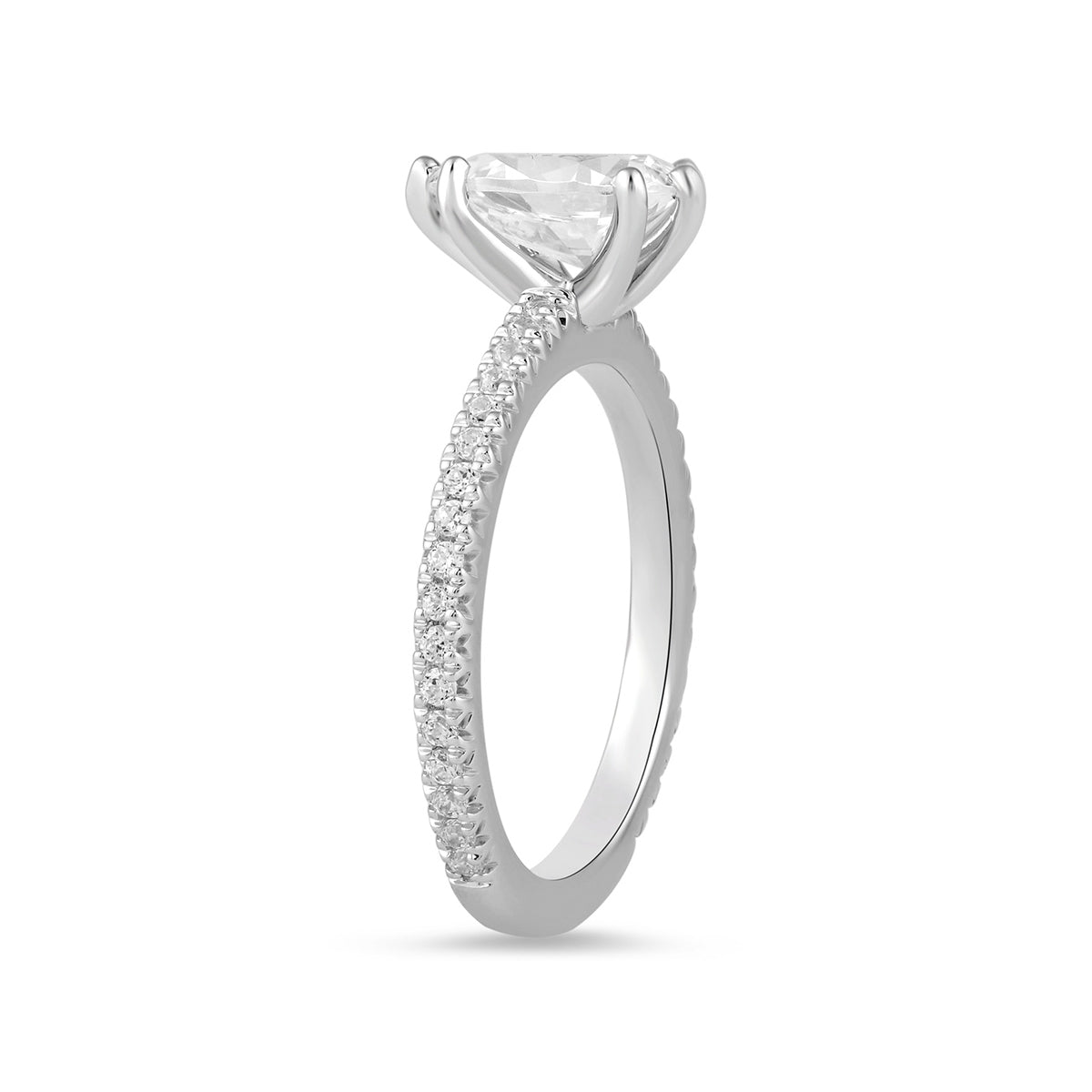 Adamante 3-1/4 ct. tw. Lab-Grown Pear Diamond Engagement Ring in 14K White Gold close-up detail