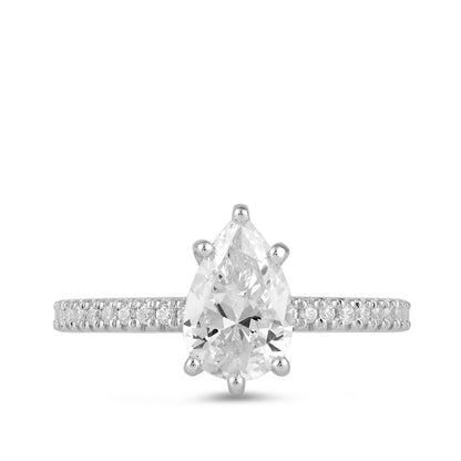Adamante 3-1/4 ct. tw. Lab-Grown Pear Diamond Engagement Ring in 14K White Gold side profile