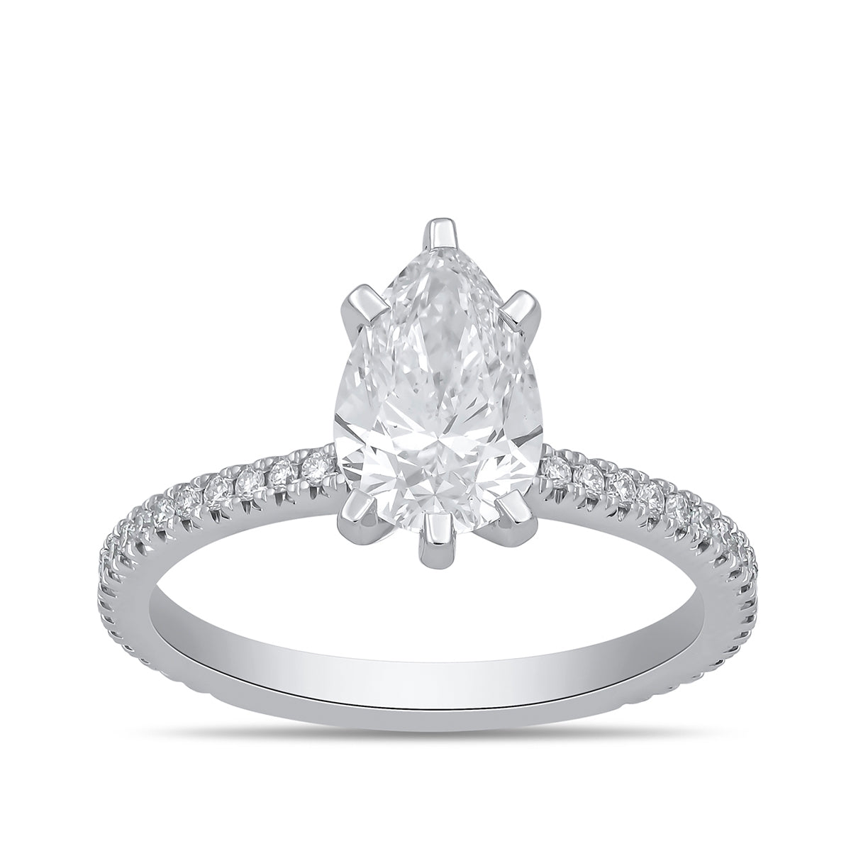 Adamante 3-1/4 ct. tw. Lab-Grown Pear Diamond Engagement Ring in 14K White Gold