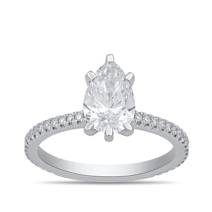 Adamante 3-1/4 ct. tw. Lab-Grown Pear Diamond Engagement Ring in 14K White Gold