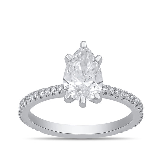 Adamante 3-1/4 ct. tw. Lab-Grown Pear Diamond Engagement Ring in 14K White Gold