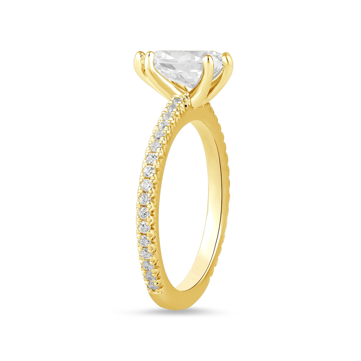 Adamante 3-1/4 ct. tw. Lab-Grown Pear Diamond Engagement Ring in 14K Yellow Gold close-up detail