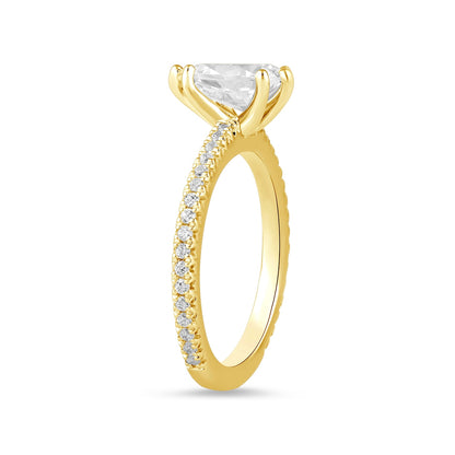Adamante 3-1/4 ct. tw. Lab-Grown Pear Diamond Engagement Ring in 14K Yellow Gold close-up detail