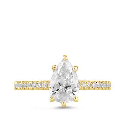 Adamante 3-1/4 ct. tw. Lab-Grown Pear Diamond Engagement Ring in 14K Yellow Gold side profile