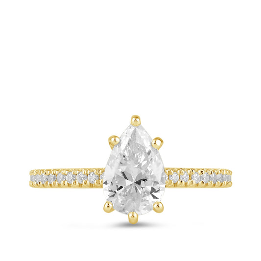 Adamante 3-1/4 ct. tw. Lab-Grown Pear Diamond Engagement Ring in 14K Yellow Gold side profile