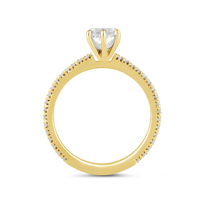 Adamante 3-1/4 ct. tw. Lab-Grown Pear Diamond Engagement Ring in 14K Yellow Gold front view