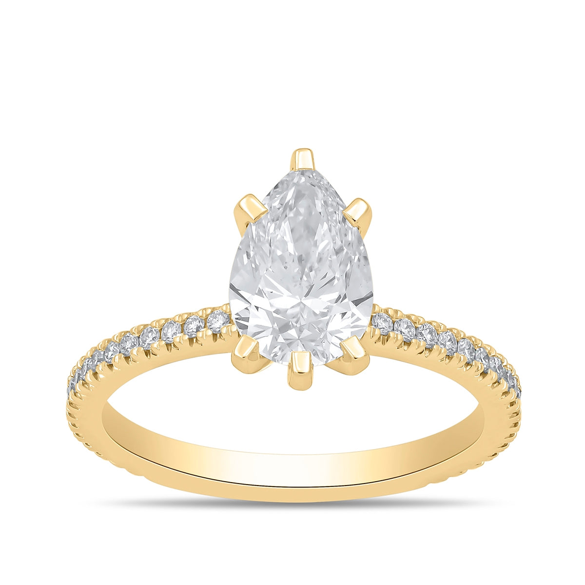 Adamante 3-1/4 ct. tw. Lab-Grown Pear Diamond Engagement Ring in 14K Yellow Gold