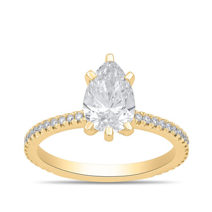 Adamante 3-1/4 ct. tw. Lab-Grown Pear Diamond Engagement Ring in 14K Yellow Gold