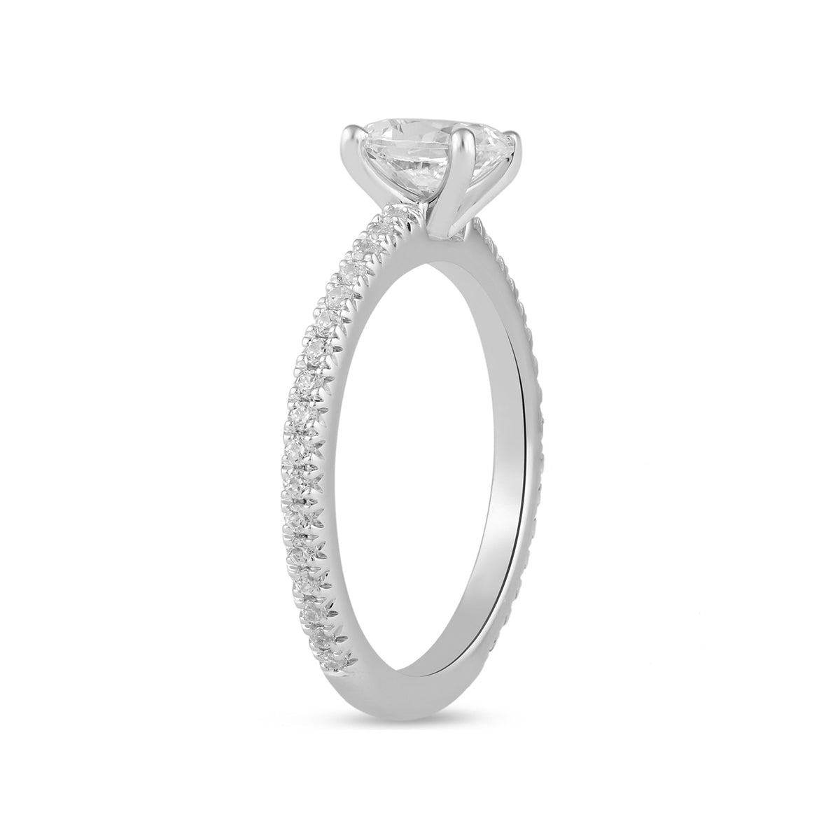 Adamante 3-1/4 ct. tw. Lab-Grown Oval Diamond Engagement Ring in 14K White Gold front view