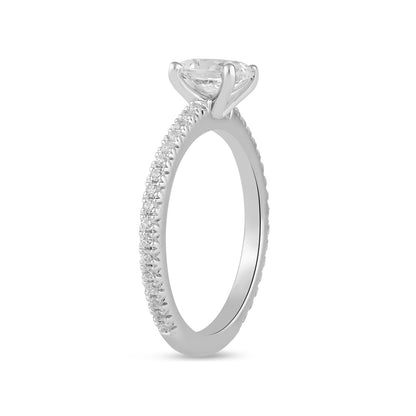 Adamante 3-1/4 ct. tw. Lab-Grown Oval Diamond Engagement Ring in 14K White Gold front view