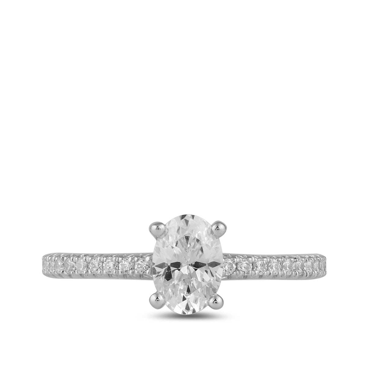 Adamante 3-1/4 ct. tw. Lab-Grown Oval Diamond Engagement Ring in 14K White Gold close-up detail