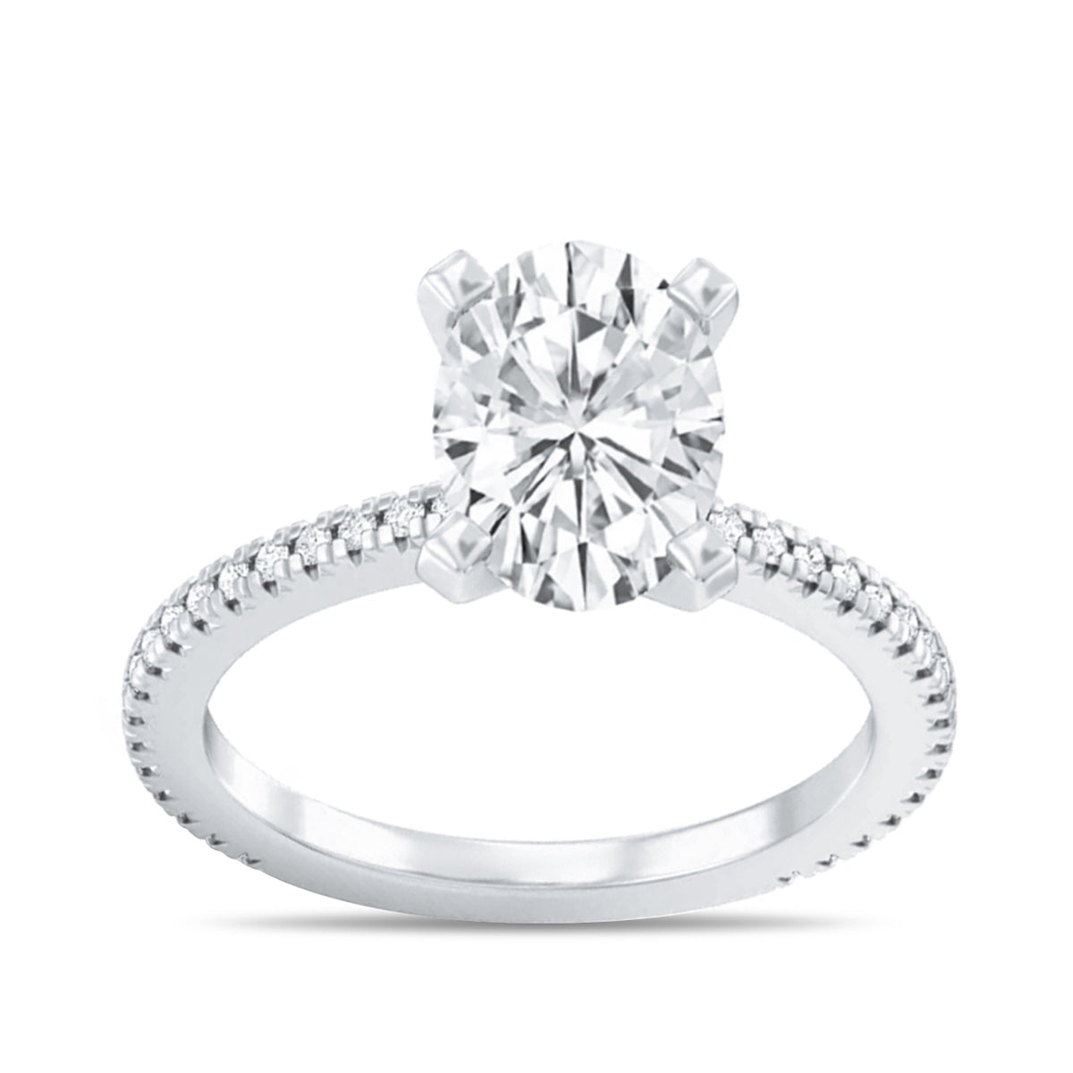 Adamante 3-1/4 ct. tw. Lab-Grown Oval Diamond Engagement Ring in 14K White Gold
