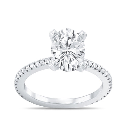 Adamante 3-1/4 ct. tw. Lab-Grown Oval Diamond Engagement Ring in 14K White Gold